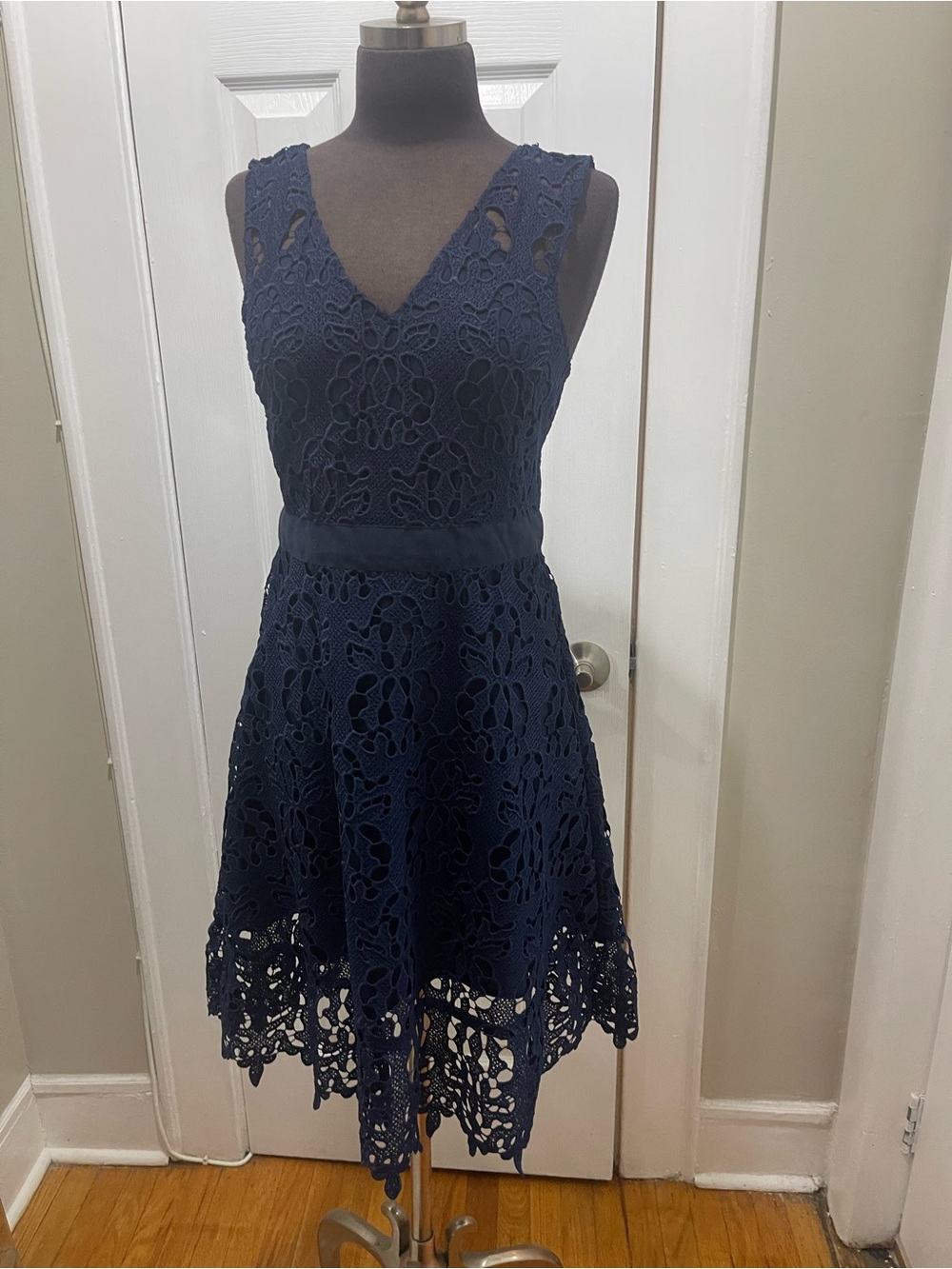 Banana Republic Navy Floral Lace Midi Dress